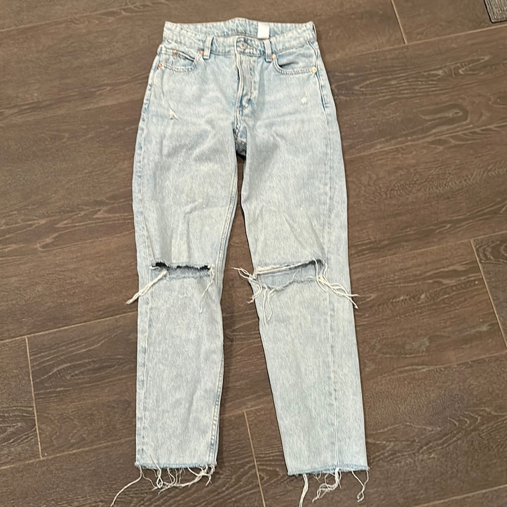 H&M & Denim Distressed Boyfriend Jeans
